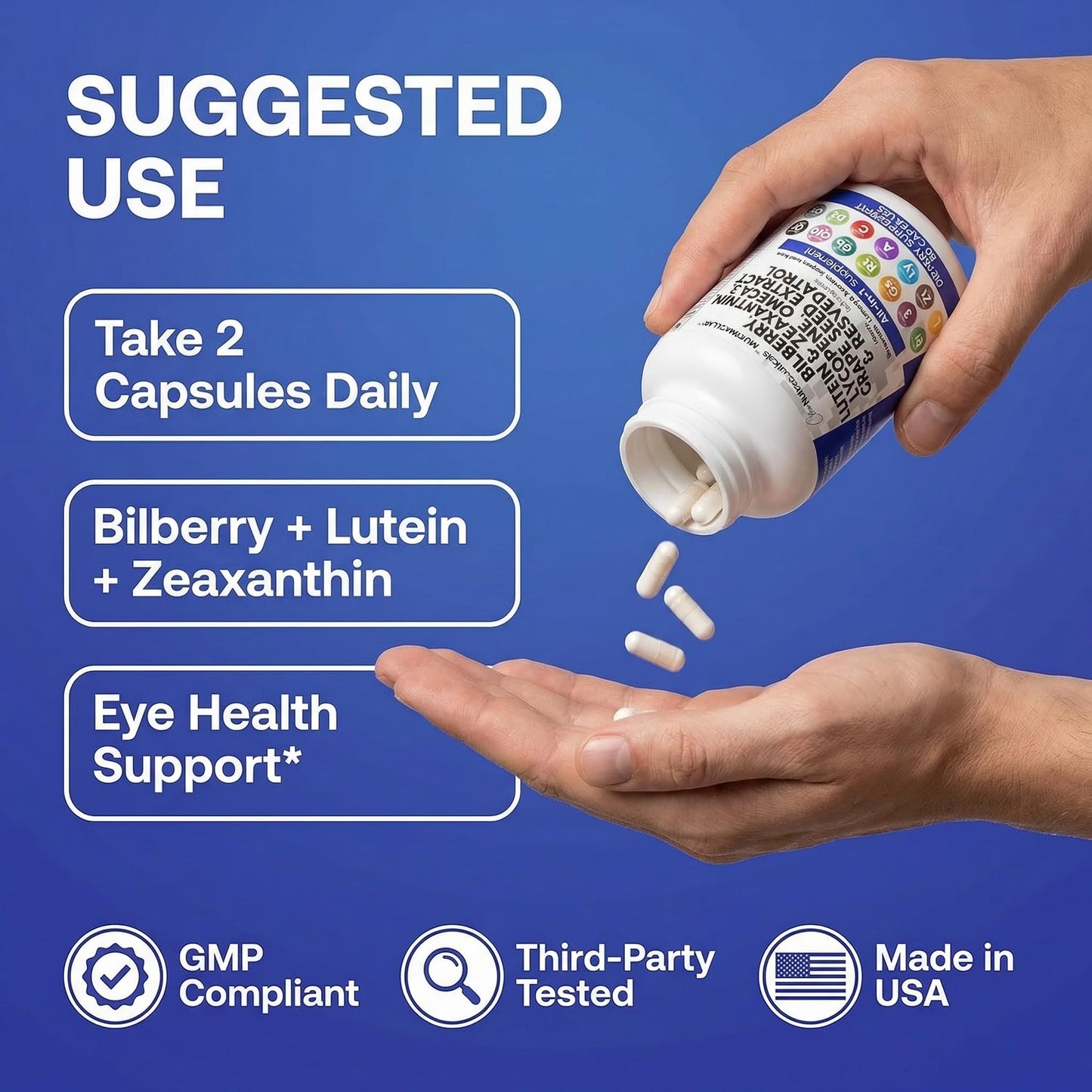 Clean Nutra Eye Vitamins with Bilberry Lutein and Zeaxanthin Supplements Lycopene 40mg Resveratrol Grape Seed Astaxanthin for Eyes - Eye Care Health Support Eye Clean Nutraceuticals