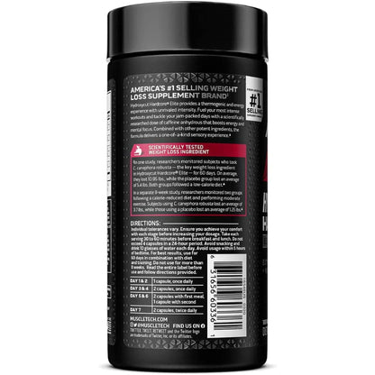Hydroxycut Hardcore Elite - 100 Rapid-Release Thermo Caps - Energy & Focus - for Men & Women - 50 Servings (Pack of 2) Hydroxycut