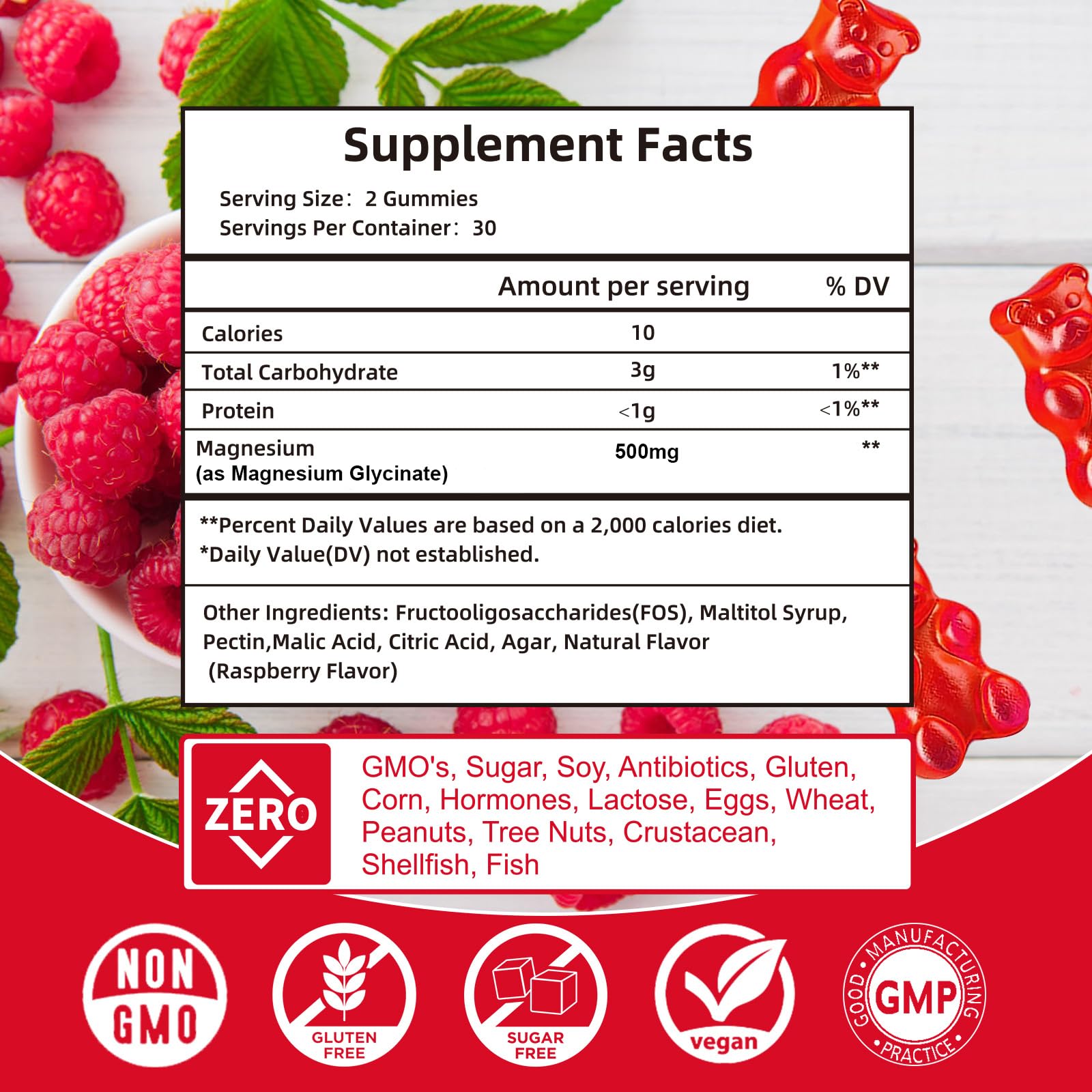 Magnesium Glycinate Gummies 500mg | Relaxation Calm Magnesium Gummies | Sugar-Free | Non-GMO | Gluten-Free | Vegan-Friendly for Adults & Kids (60 Raspberry Gummies) Friymbex buy australia supplements