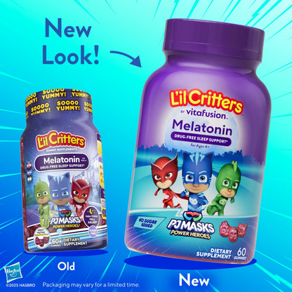 L'il Critters PJ Masks Melatonin Gummy Supplements, 60 Gummies Lil Critters