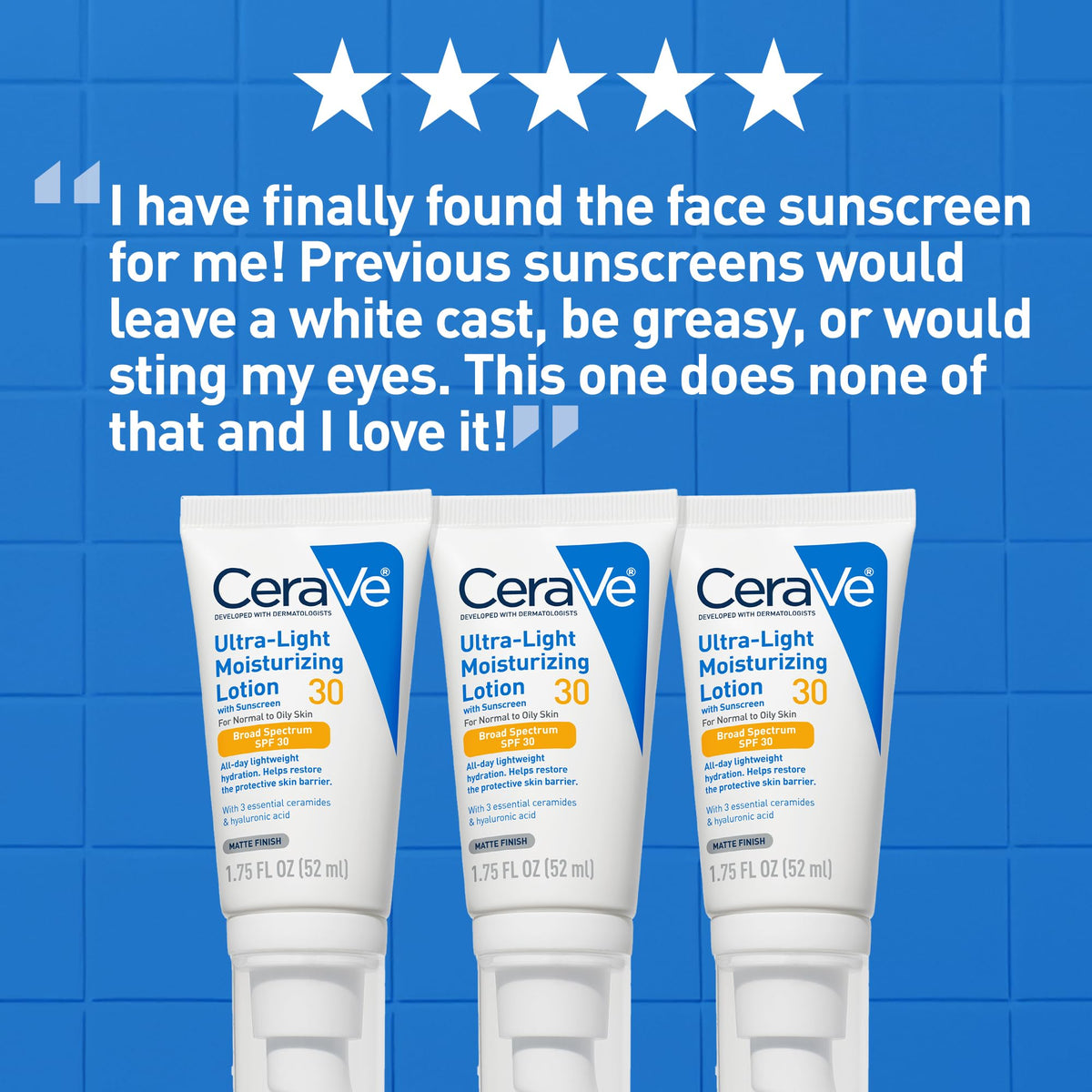 CeraVe Ultra-Light Moisturizing Lotion SPF 30, Sunscreen for Face, 1.7oz CeraVe