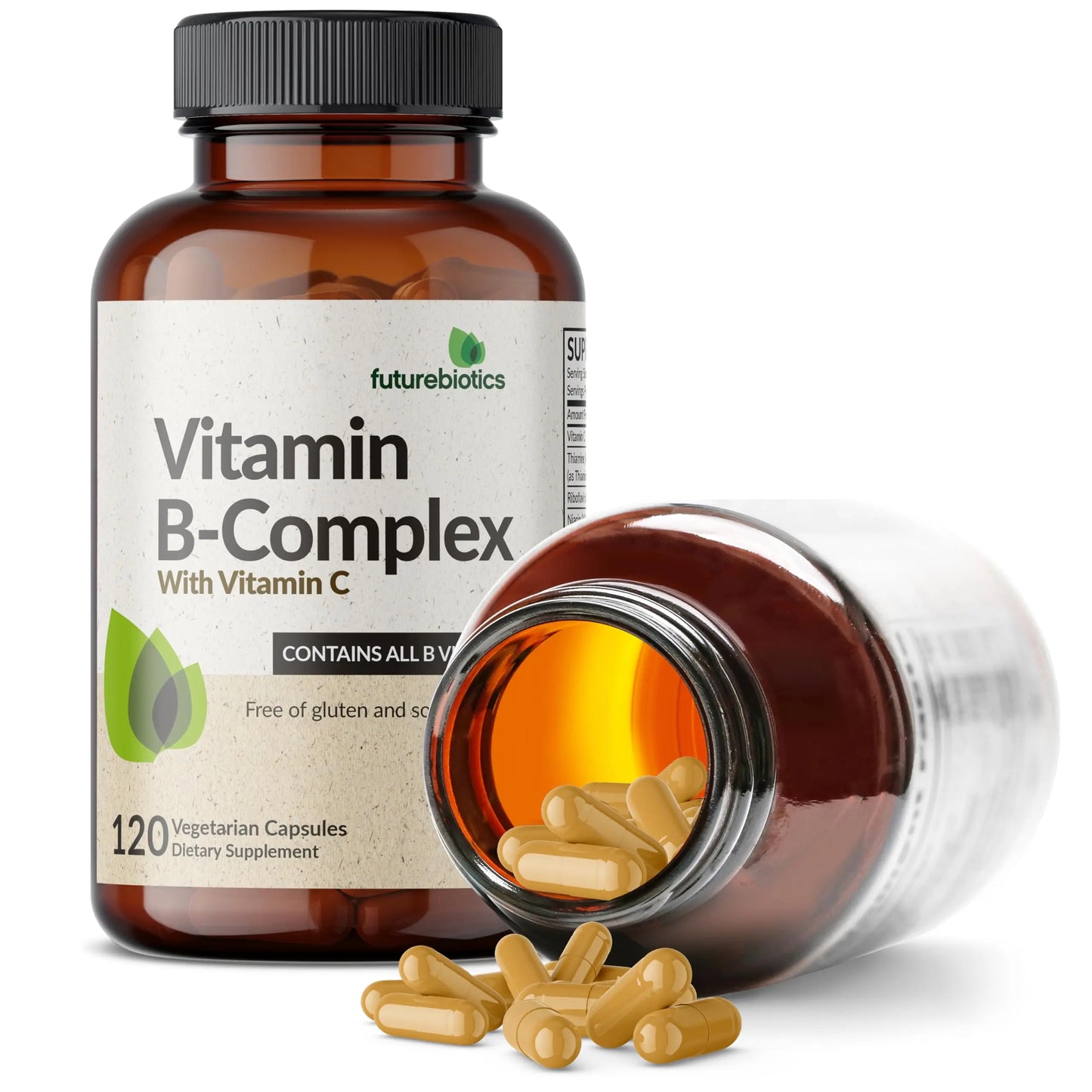 Futurebiotics Vitamin B Complex with Vitamin C Supports Energy Production, Nervous System & Immune Support - Non-GMO, 120 Vegetarian Capsules Futurebiotics