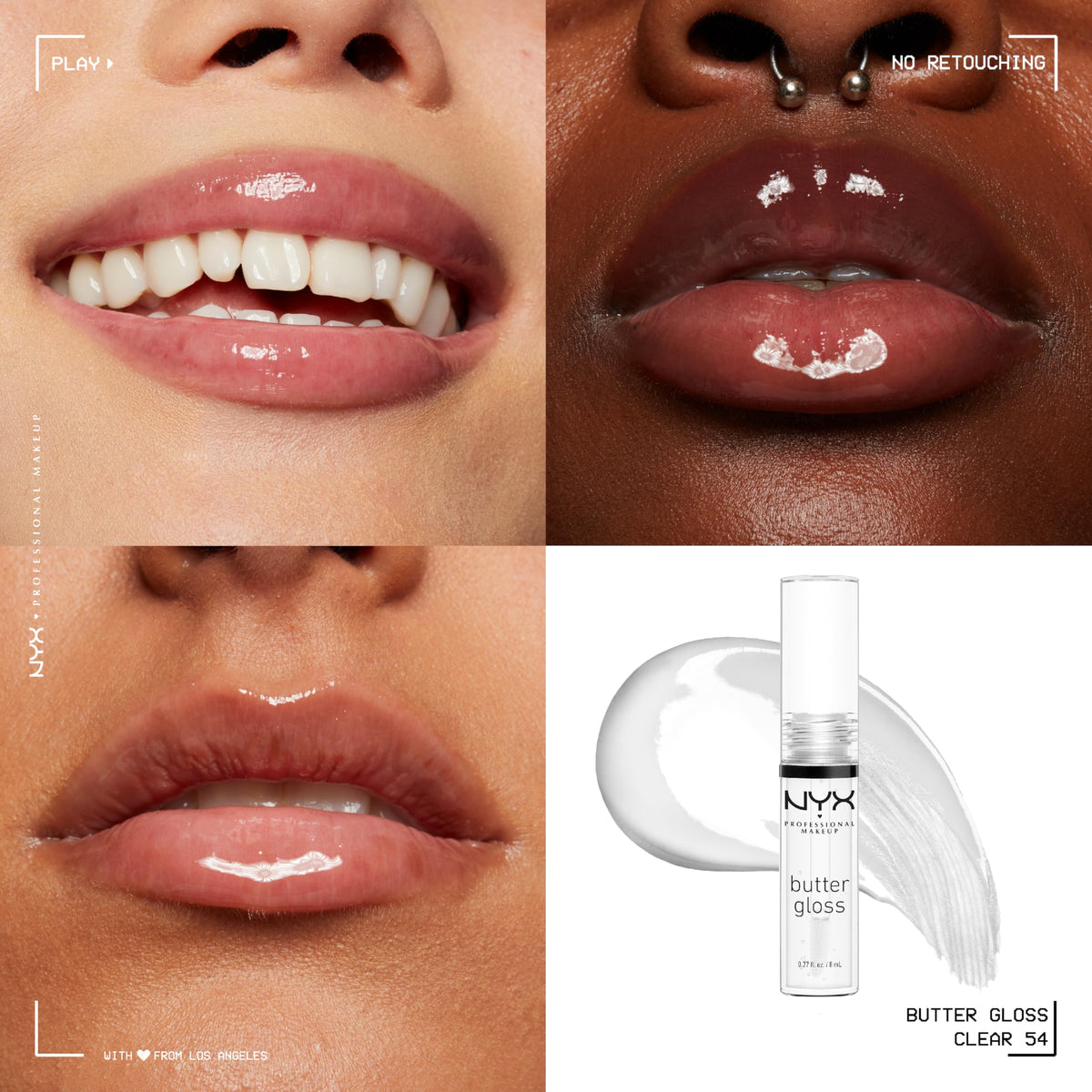 NYX PROFESSIONAL MAKEUP Butter Gloss, Non-Sticky Lip Gloss - Sugar Glass ,Clear NYX PROFESSIONAL MAKEUP