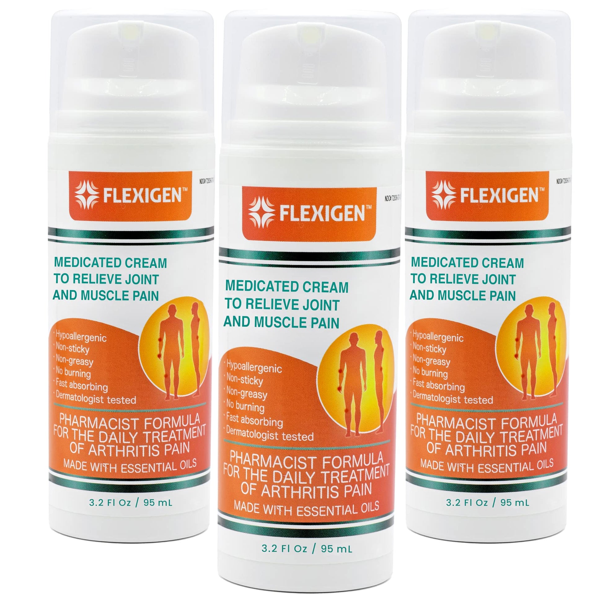 FLEXIGEN Pain Cream Lotion 3-Pack – Natural Menthol Formula with Frankincense & Essential Oils – Fast-Acting, Non-Greasy, Pleasant Scent FLEXIGEN buy australia supplements