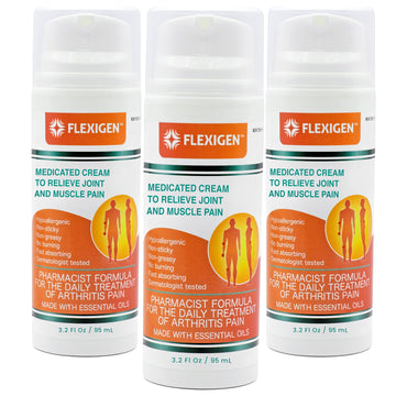 FLEXIGEN Pain Cream Lotion 3-Pack – Natural Menthol Formula with Frankincense & Essential Oils – Fast-Acting, Non-Greasy, Pleasant Scent FLEXIGEN buy australia supplements
