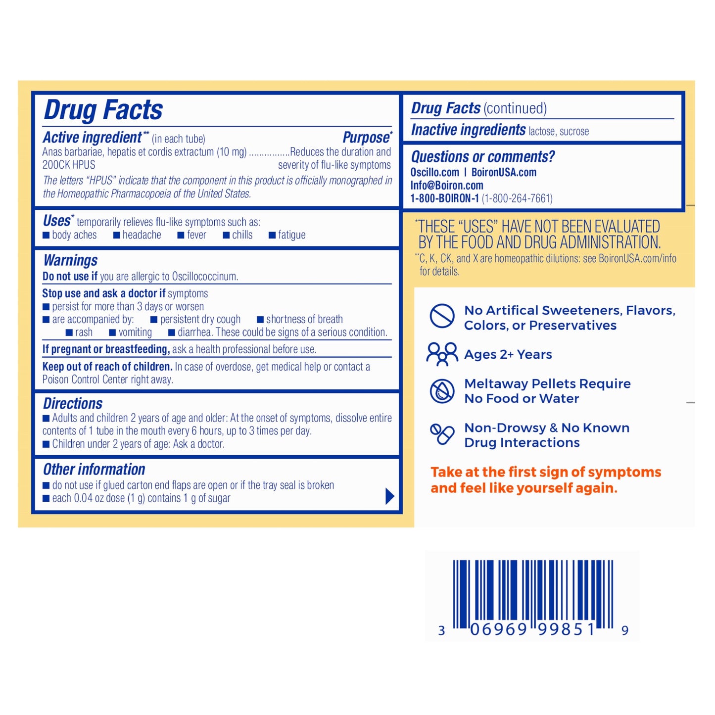 Boiron Oscillococcinum for Relief from Flu-Like Symptoms of Body Aches, Headache, Fever, Chills, and Fatigue - 30 Doses Gsupps Australia