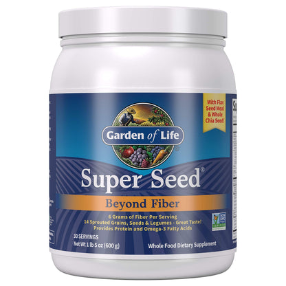 Garden of Life Super Seed - Vegetarian Whole Food Fiber Supplement with Protein and Omega 3, 5oz (600g) Powder Garden of Life