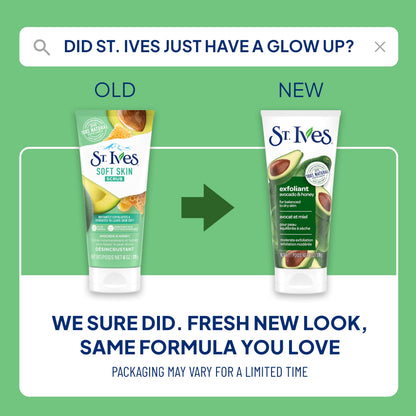 St. Ives Avocado & Honey Face Scrub, Facial Exfoliant for Balanced to Dry Skin, Moderate Exfoliation, 6 oz St. Ives