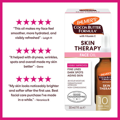 Palmer's Cocoa Butter Formula Moisturizing Skin Therapy Oil for Face with Vitamin E, C & 10 Pure Facial Oils Blend Palmer's