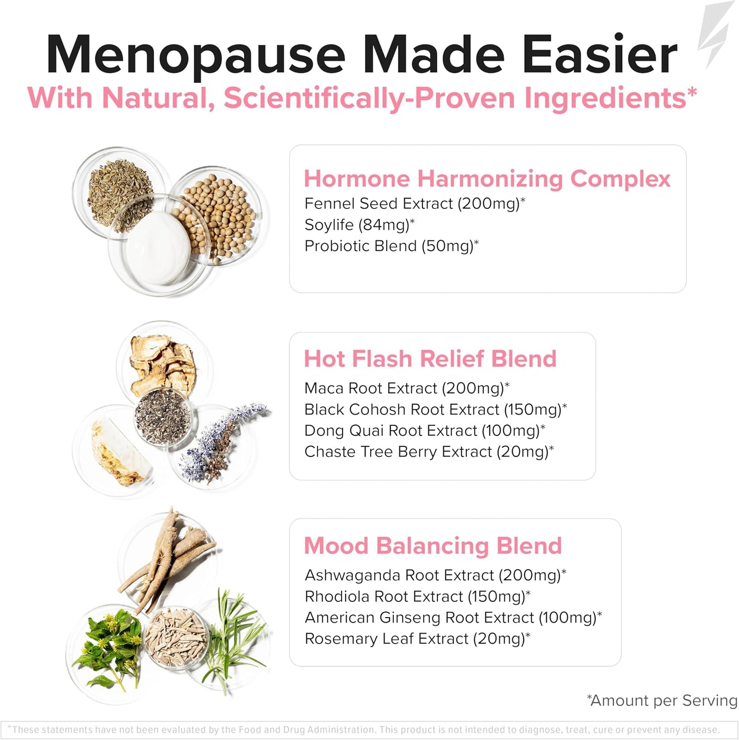 Inno Pause - Menopause Supplements for Women with Black Cohosh, Dong Quai Root Extract & Ashwagandha - Menopause Support for Hot Flash Relief, Night Sweats Relief, Sleep & Mood Support (60 Capsules)