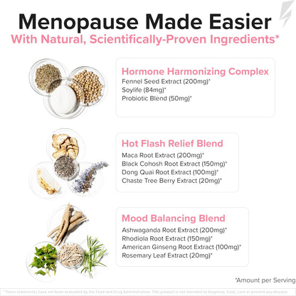 Inno Pause - Menopause Supplements for Women with Black Cohosh, Dong Quai Root Extract & Ashwagandha - Menopause Support for Hot Flash Relief, Night Sweats Relief, Sleep & Mood Support (60 Capsules)