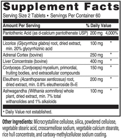 Advanced Bionutritionals Advanced Adrenal Factor – Adrenal Support Supplement – Non-GMO, Gluten-Free, Vegan – 120 Tablets