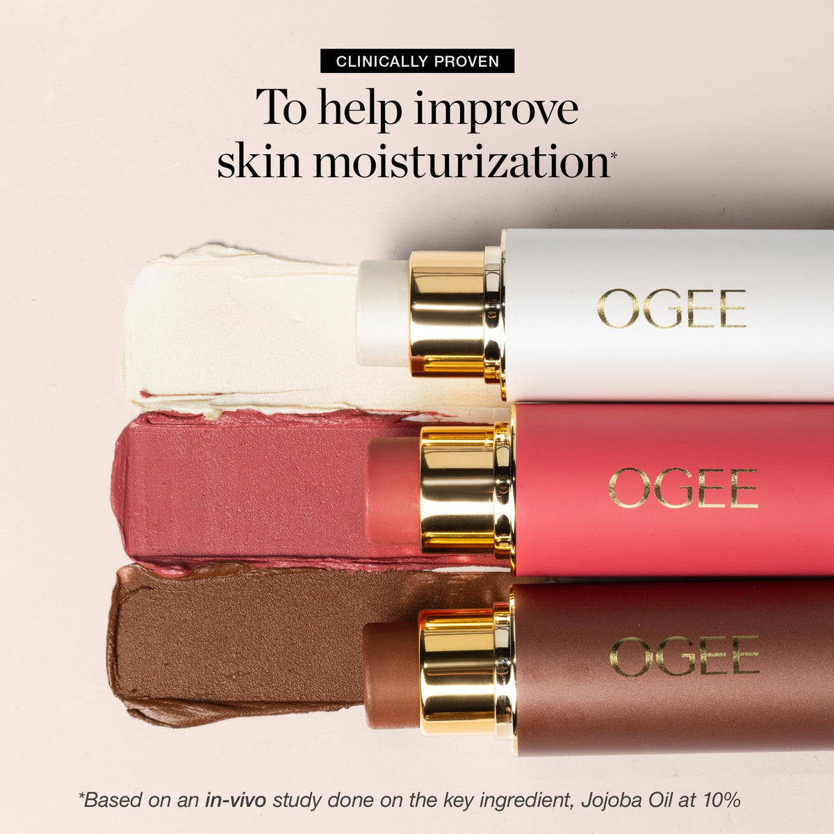 Ogee Face Stick Crystal Collection Trio - Contour Stick Makeup Collection - Certified Organic Contour Palette - Includes Bronzer Stick, Blush Stick & Highlighter Stick Ogee