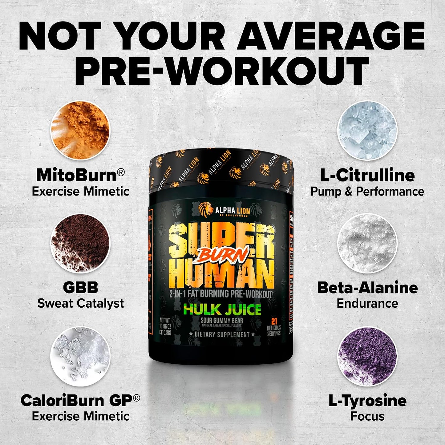 ALPHA LION Stubborn Fat Loss Stack – Superhuman Burn Pre Workout + Burn2O Liquid L-Carnitine 2000mg (Grapezilla) – 2-in-1 Thermogenic Fat Burning Stack for Men & Women