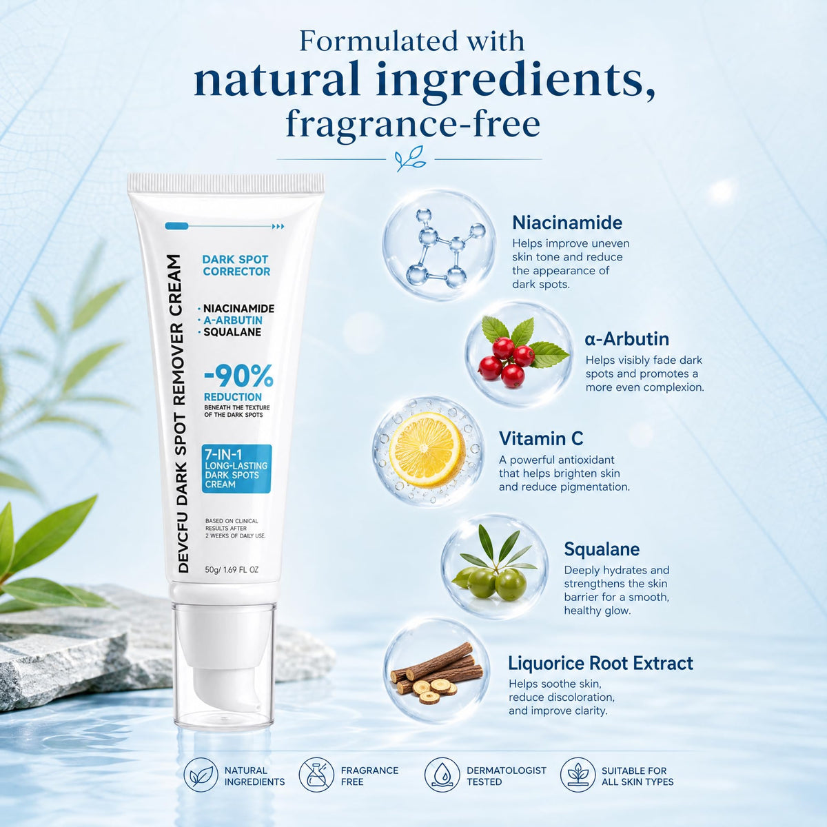 Devcfu Dark Spot Remover for Face, Evens Complexion for Daily, 1.69 FL OZ Devcfu
