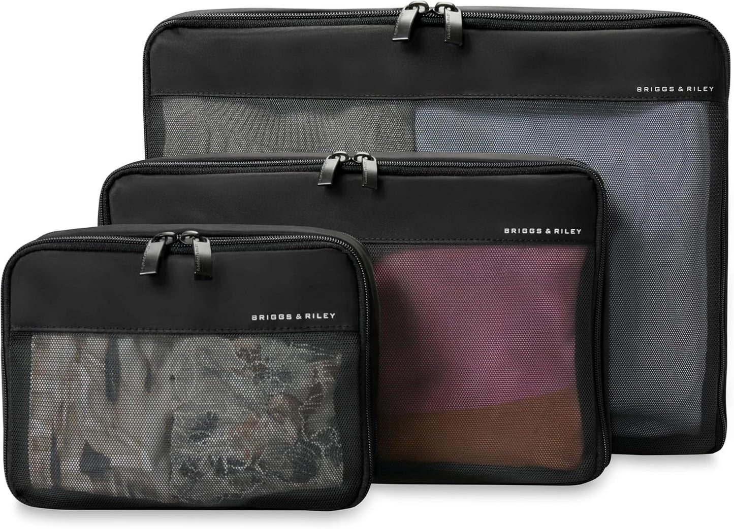 Briggs & Riley Compression Packing Cube Set for Women & Men - Bag Organizer for Checked Suitcase & Luggage, Pack Accessories for Vacation - 3-Piece, Black Gsupps Australia