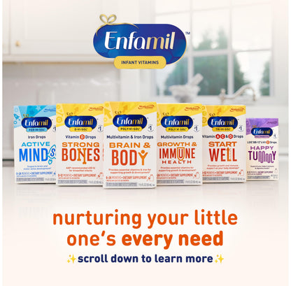 Enfamil Baby Vitamin D-Vi-Sol Liquid Supplement Drops for Infants, Supporting Strong Teeth & Bones in Newborn Babies, Easy-to-Use Enfamil