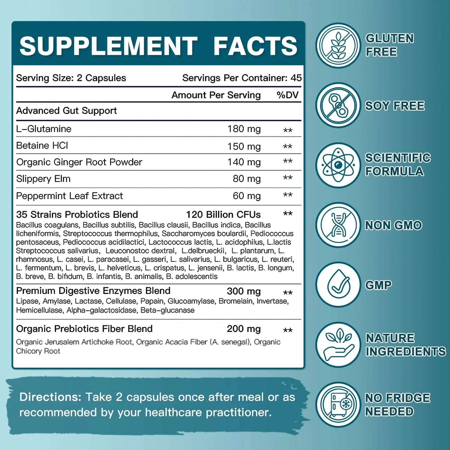 Probiotics for Women-Men Digestive Health with 120 Billion CFUs, Prebiotics and Probiotics for Women-Men, Digestive Enzymes, Nutrient Absorption, Immune Support DRFOSTER
