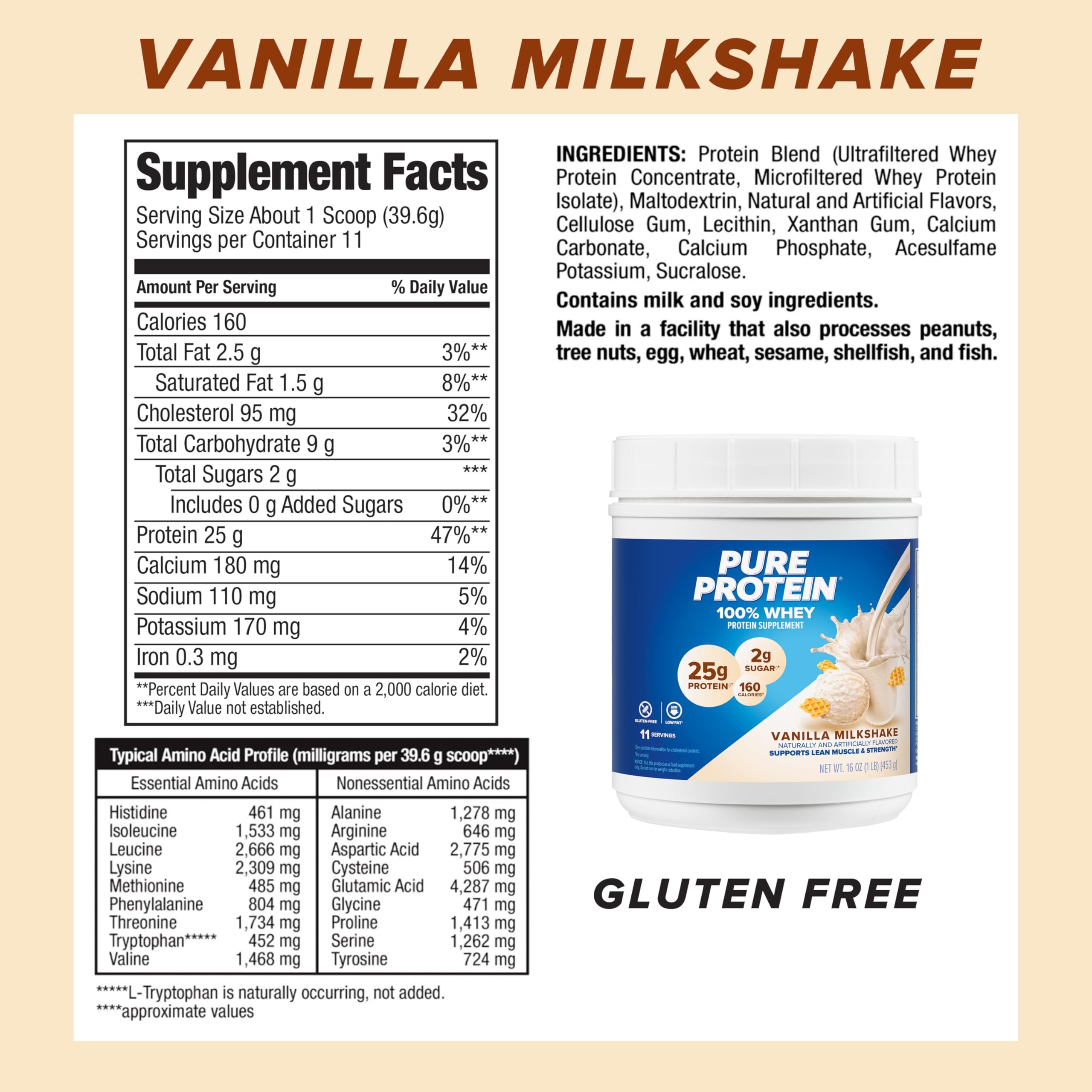 Pure Protein Powder, Whey, High Protein, Low Sugar, Gluten Free, Vanilla Cream, 1 lb Pure Protein buy australia supplements