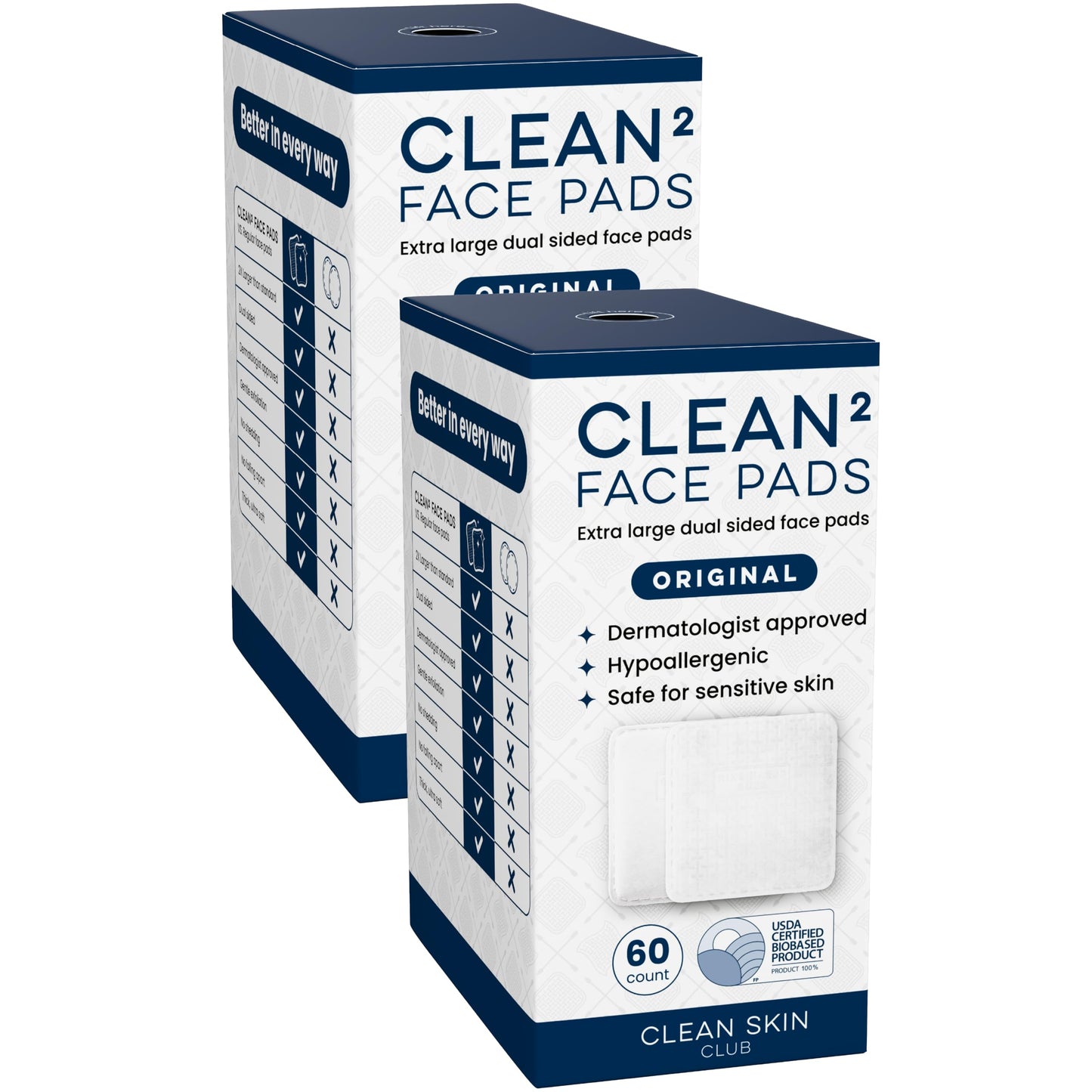 Clean Skin Club Clean² Pads 2.0 [NEW & Improved Edges] Guaranteed Not to Shed & Tear, Unique Triple Layers, Textured Side & Ultra Soft Side CLEAN SKIN CLUB