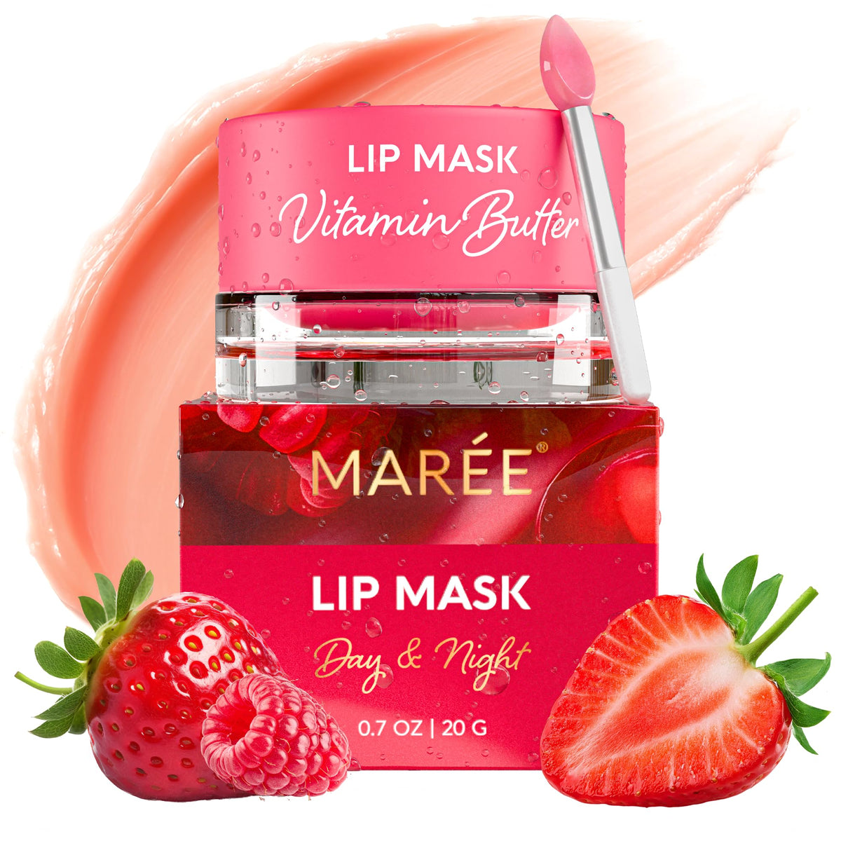 MAREE Lip Mask Overnight - Lip Moisturizer For Very Dry Lips - Hydrating Lip Butter Balm with Hyaluronic Acid & Collagen - Overnight Lip Treatment - Lip Sleeping Mask Repair - Hidratante de Labios MAREE