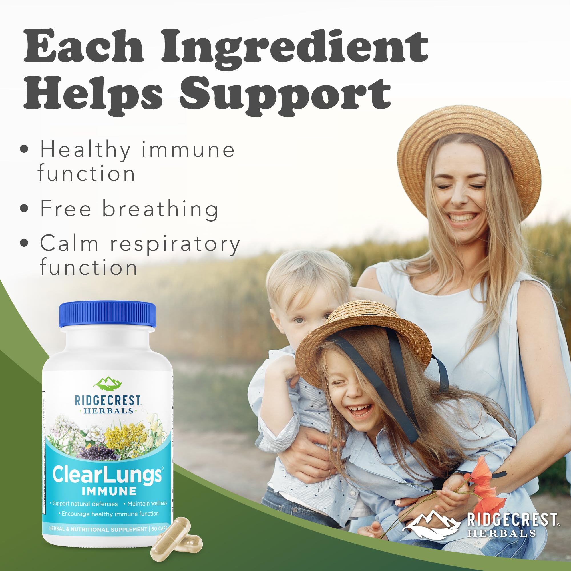 RidgeCrest Herbals ClearLungs Immune, Lung Support Supplement with Elderberry, Zinc, Vitamin C, Vitamin A, Olive Leaf, Mullein, Lung Wellness Formula for Respiratory Health (60 Vegan Caps, 30 Serv) RidgeCrest Herbals buy australia supplements