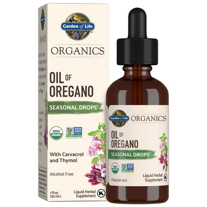 Garden of Life Organics Oil of Oregano Seasonal Drops 1fl oz (30 mL) Liquid, Concentrated Plant Based Immune Support - Alcohol-Free, Organic, Non-GMO Garden of Life