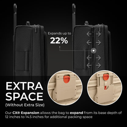 Briggs & Riley Essential 22" Carry On Expandable Spinner - Luggage for Travel, Suitcases with Wheels, Softside Rolling Bag for Men & Women, Self-Repairing Zipper - Baseline Collection, Black Gsupps Australia