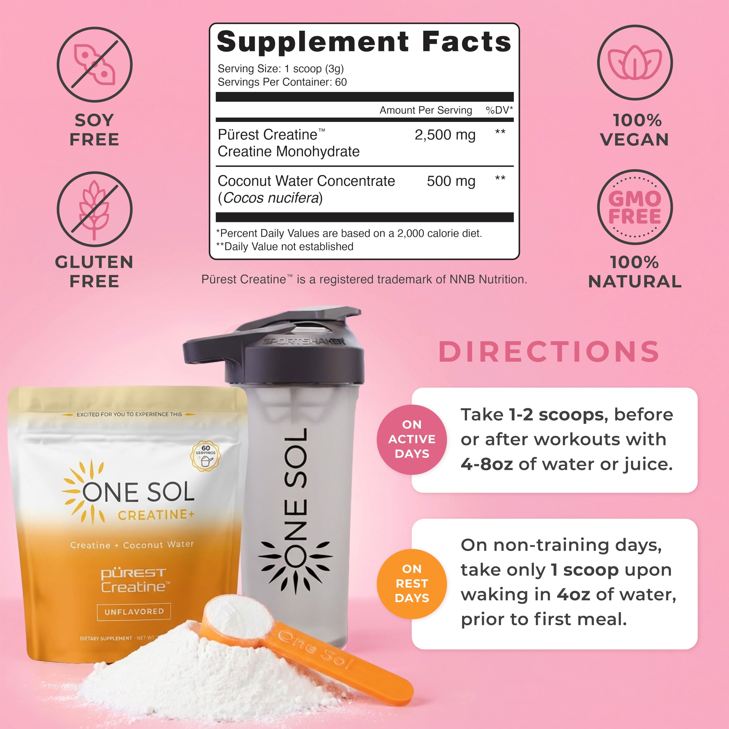 One Sol Creatine for Women, All Natural Women's Creatine Powder w Pure Creatine & Coconut Water, Increase Lean Muscle Mass, Reduce Recovery Time, Promotes Brain & Bone Health (Unflavored, 60 Servings) One Sol buy australia supplements