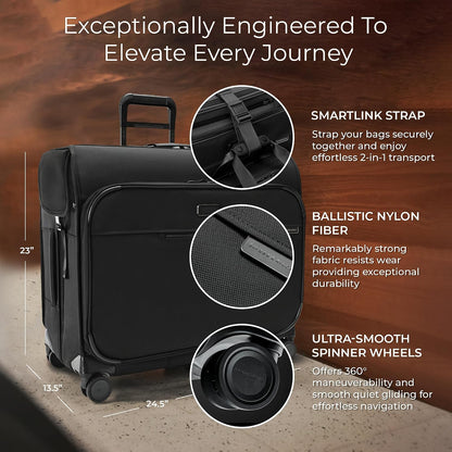 Briggs & Riley Deluxe Wardrobe Spinner - Checked Luggage for Travel, Suitcases with Wheels, Softside Rolling Bag for Men & Women, Built in Hook for Clothes - Baseline Collection, Black Gsupps Australia