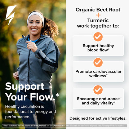 Inno Turmeric + Beet Root - Curcumin Turmeric Powder with Black Pepper & Beet Root Supplement - Supports Digestive Health, Circulation, Bone & Brain Health, Energy and Daily Wellness (60 Capsules)