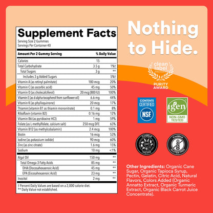 SmartyPants Kids Multivitamin Gummies with Omega 3 DHA/EPA, Vitamins D3, C, B12, B6, A, K, and Zinc, Gluten Free, Clean Label, Three Fruit Flavors, 60 Gummies (30 Day Supply) Gsupps Australia
