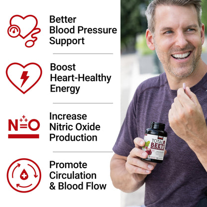 Force Factor Total Beets Blood Pressure Support Beet Root Capsules, 1800mg Organic Beet Root Powder Beet Supplement with Hawthorn Berry to Support Circulation Force Factor