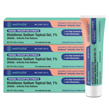 WELMATE - Arthritis Pain Reliever - Diclofenac Sodium Topical Gel 1% - Arthritis Relief - Pain Relief Cream/Gel - Mobility Aids - 5.29 oz - 3 Pack WELMATE buy australia supplements