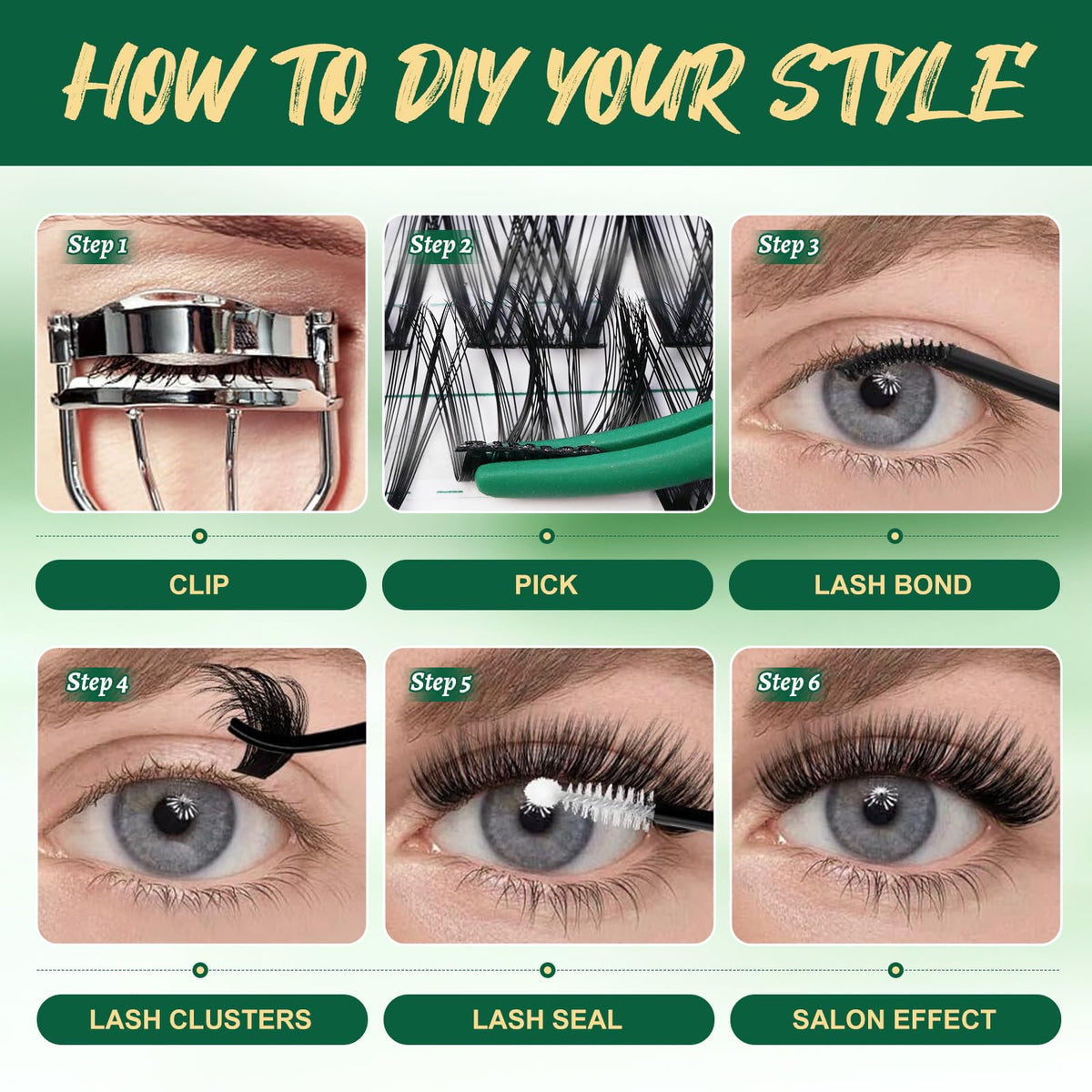 KEYYOU Lash Clusters Eyelash Clusters Natural Wispy D Curl 8-18mm MIX Y01 KEYYOU
