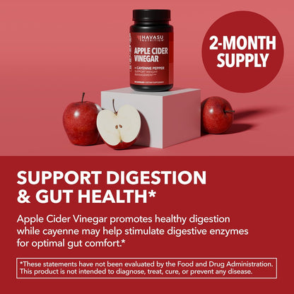 Apple Cider Vinegar Capsules with Cayenne Pepper, 60 Count, 2-Month Supply | 500mg ACV Per Serving for Appetite, Cravings, and Bloating Relief, Vegan, Non-GMO, Easy-to-Take Capsules, 60-Day Supply Gsupps Australia