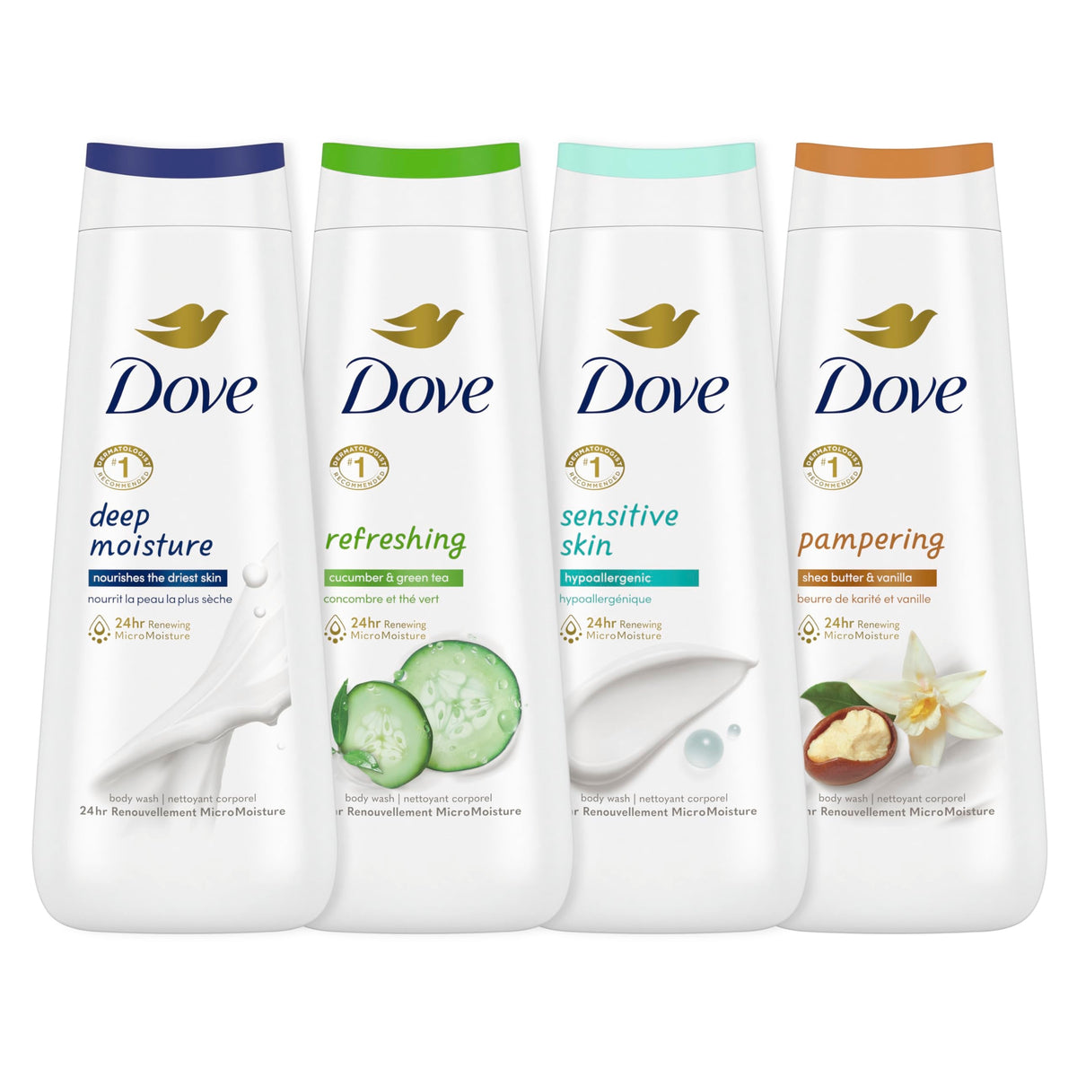 Dove Body Wash Variety Collection 20oz 4ct, Sulfate Free Dove