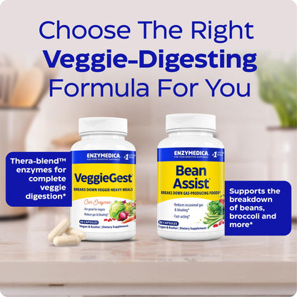 Enzymedica VeggieGest - Digestive Enzyme Supplement for Women & Men, Enzymes for Digestion & Gut Health Support, Support for Vegetarian/Vegan Diets, Helps Gas & Bloating, Gluten Free - 90 Caps Gsupps Australia