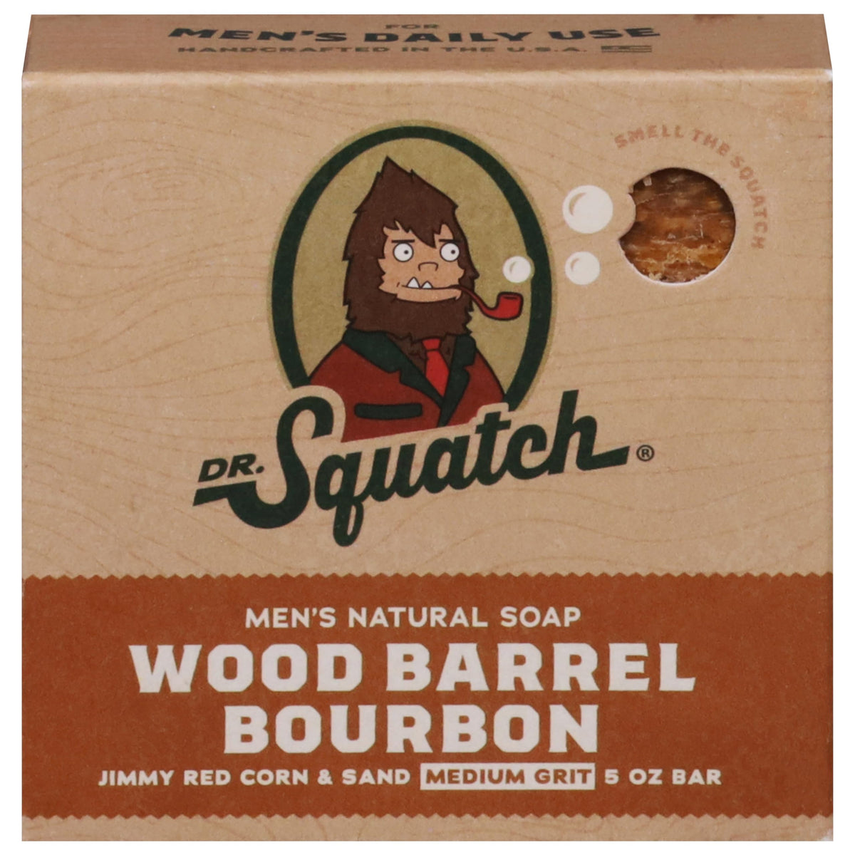Dr. Squatch All Natural Bar Soap for Men with Medium Grit, Wood Barrel Bourbon 5 Ounce (Pack of 1) Dr. Squatch