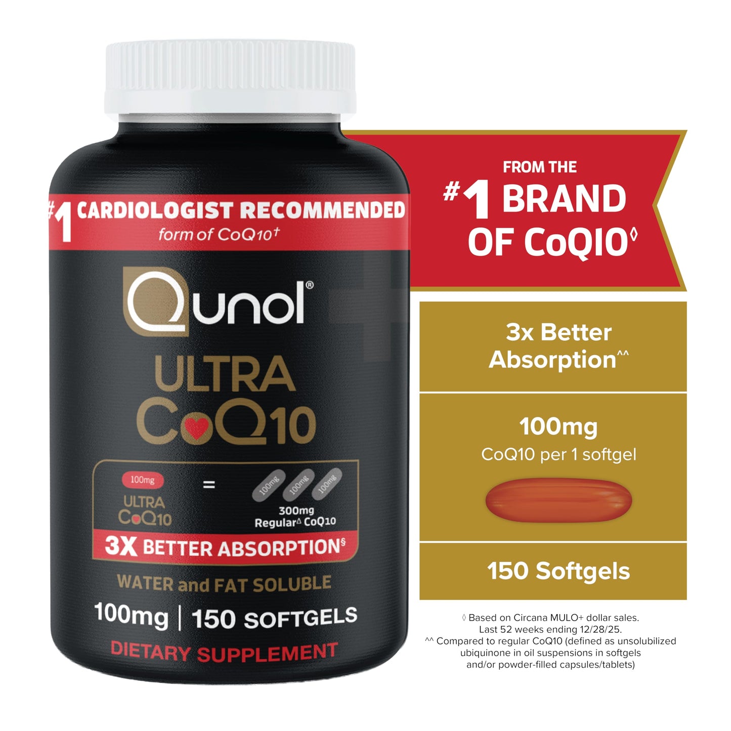 Qunol Ultra CoQ10 100mg, 3X Better Absorption, Antioxidant, 90 Softgels | #1 Cardiologist Recommended Supplement for Heart Health, Coenzyme Q10 Supplement to support Vascular Health & Cellular Energy Gsupps Australia