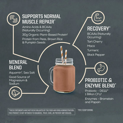 Sunwarrior Organic Plant Based Protein Powder | Vegan Organic Protein Powder with BCAA Amino Acids Plus Recovery Minerals & Botanicals | Non-GMO Soy Dairy & Gluten Free Sunwarrior