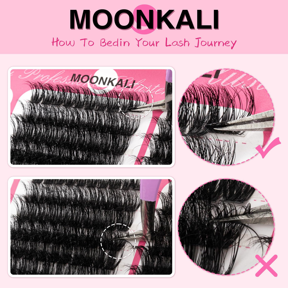 Lash Clusters 60D 80D 100D Mix Individual Lashes Clusters Luxury Versatile 3D Full Eyelash Clusters 12-18MM Thick Volume Cluster Eyelash Extensions Waterproof D Curly DIY Fake Mink Eyelashes Extension MOONKALI