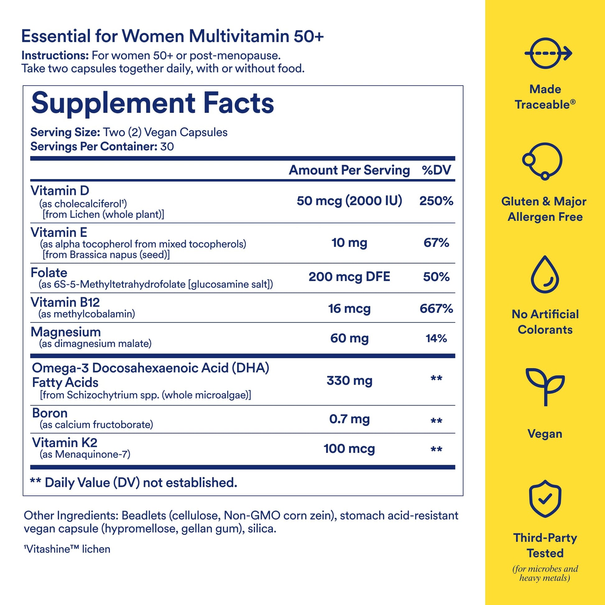 Ritual Women’s 50+ Daily Multivitamin - Key Essential Vitamins and Minerals to Support Menopause, Energy, Heart, Bone, Brain Health* - Including Folate Ritual