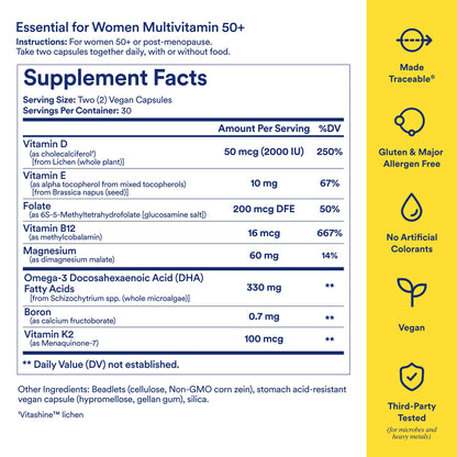 Ritual Women’s 50+ Daily Multivitamin - Key Essential Vitamins and Minerals to Support Menopause, Energy, Heart, Bone, Brain Health* - Including Folate Ritual