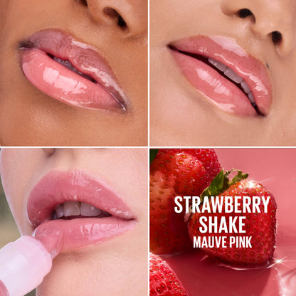 MAYBELLINE Lifter Oil-in-Gel Lip Gloss for Glassy, Bouncy Shine, Hydrating, Tinted Lip Balm and Moisturizer with Hyaluronic Acid and Passionfruit Oil, Strawberry Shake (Mauve Pink) MAYBELLINE
