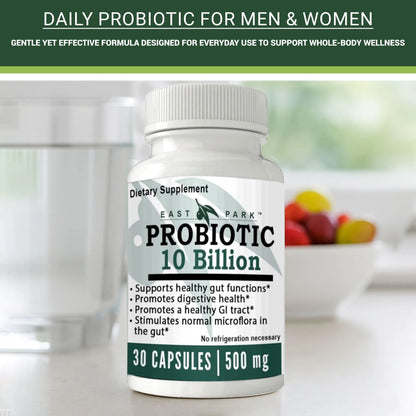 East Park Research d-Lenolate Probiotic Supplement | Probiotic 10 Billion CFUs Supports Gut & Digestive Health | Dietary Supplement Probiotics EAST PARK