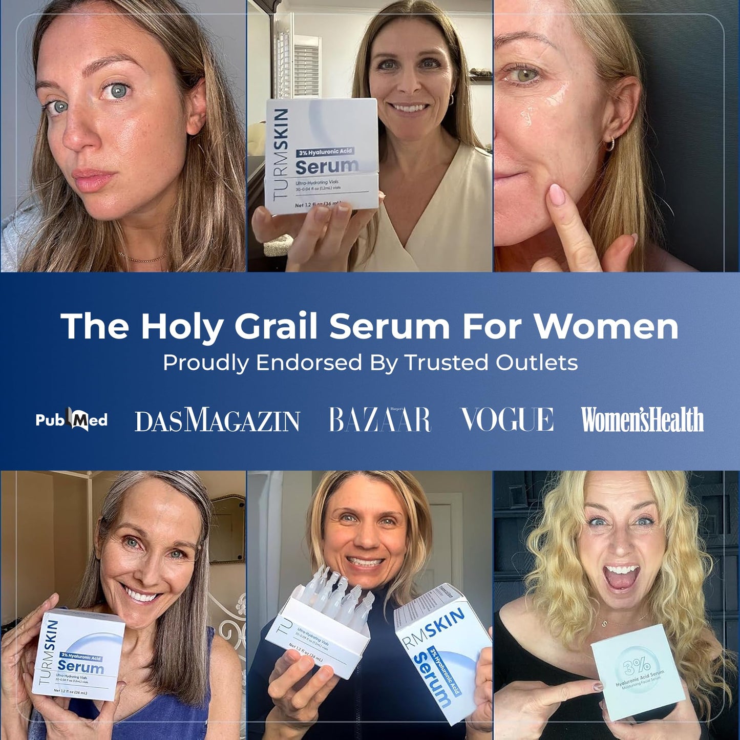 TURMSKIN® Hyaluronic Acid Serum Ampoules [ULTRA HYDRATING VIALS] - 3% Hyaluron Booster for Glass Skin & Anti Aging - 24 Hours Hydration Turmskin