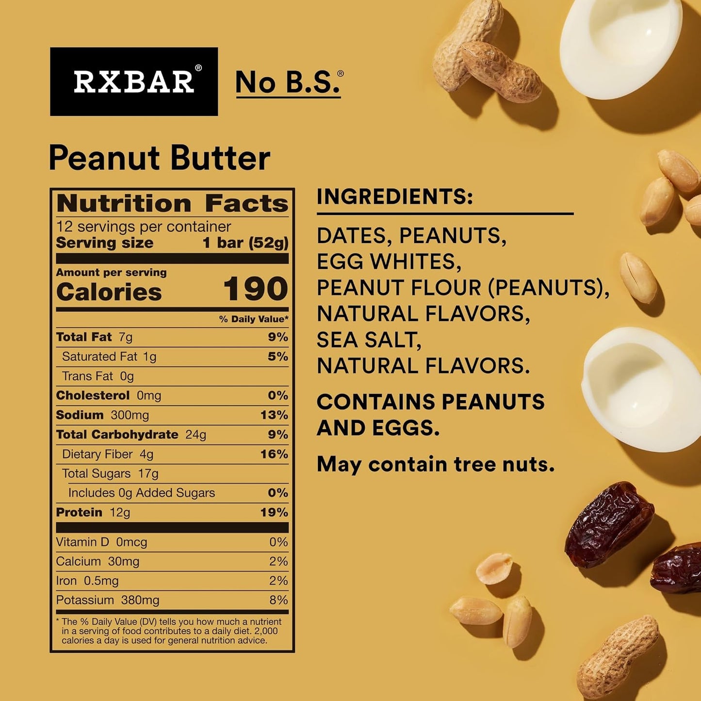 RXBAR Protein Bars, 12g Protein, Gluten Free Snacks, Peanut Butter, 22oz Box (12 Bars) Gsupps Australia