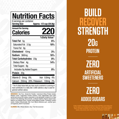 RYSE Loaded Protein Pancake & Waffle Mix - Buttermilk - Naturally Sweetened Breakfast with 21g Protein, 3g MCTs and 2g Fiber - No Added Sugar - High Protein Snack for Clean Energy - 6 Servings