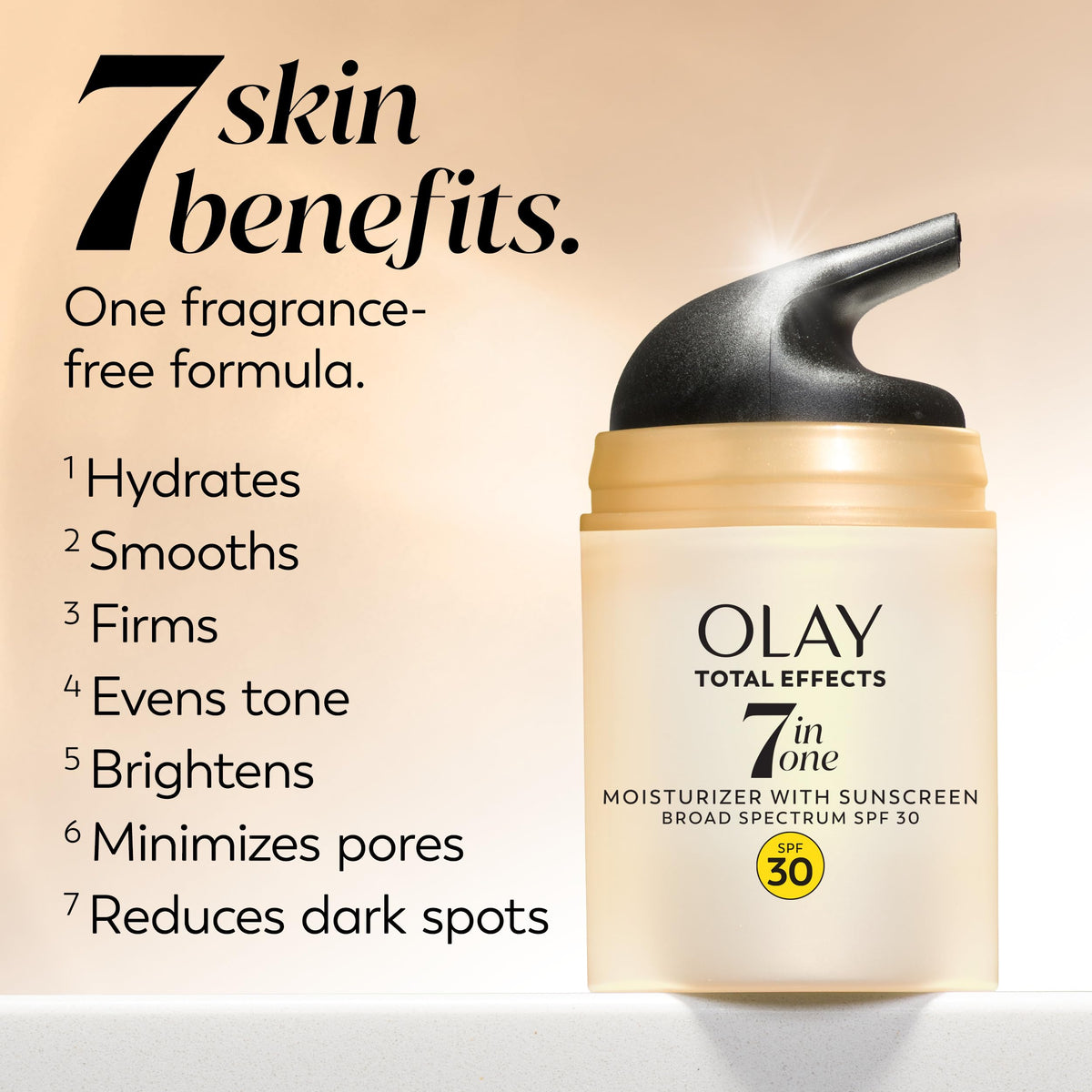 Olay Facial Moisturizing Lotion SPF 30 Total Effects for Dry Skin, 7 Benefits including Minimize Pores, Anti-Aging, 1.7 oz Olay